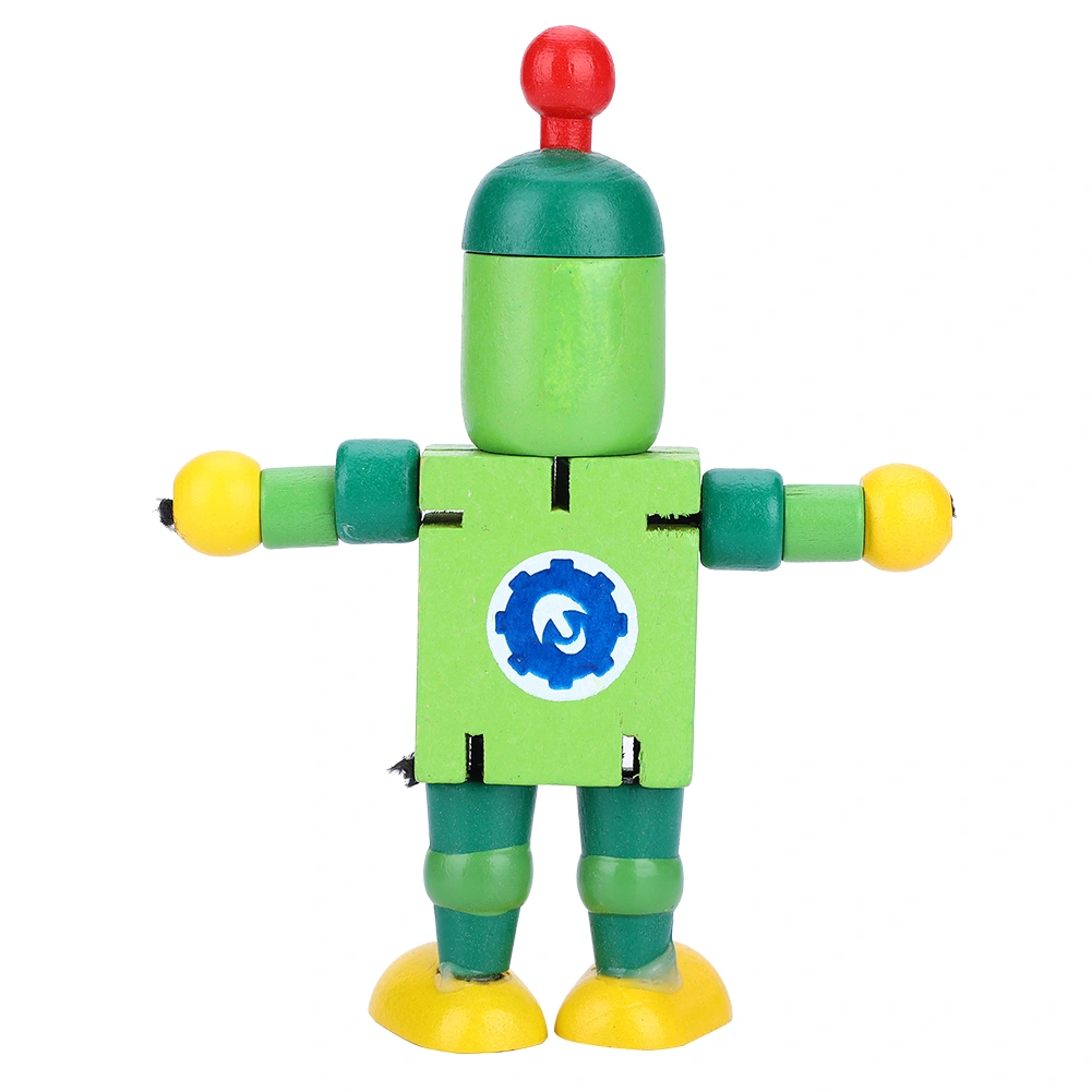Personality Cute Wooden Robot Toys Learning & Educational Toys for Kids Children (Green)