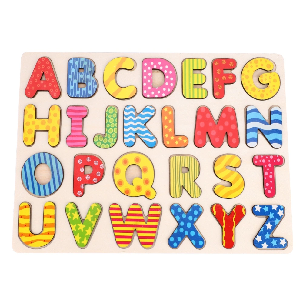 Children Wooden Puzzle Hand Grab Board Set Educational Cartoon Toy Gift (Alphabet)