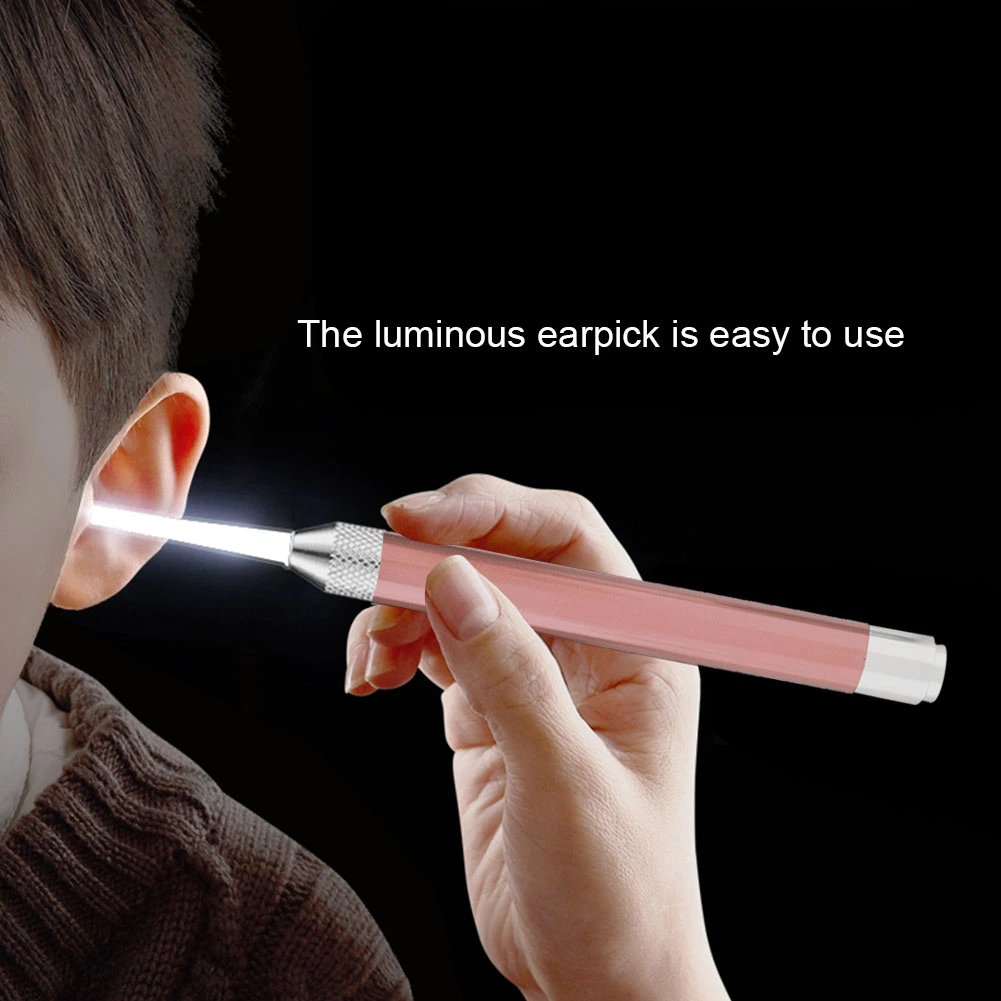 Stainless Steel Durable Luminous Tweezer Earpick for Kid Child Ear Cleaning Set(Rose Golden)