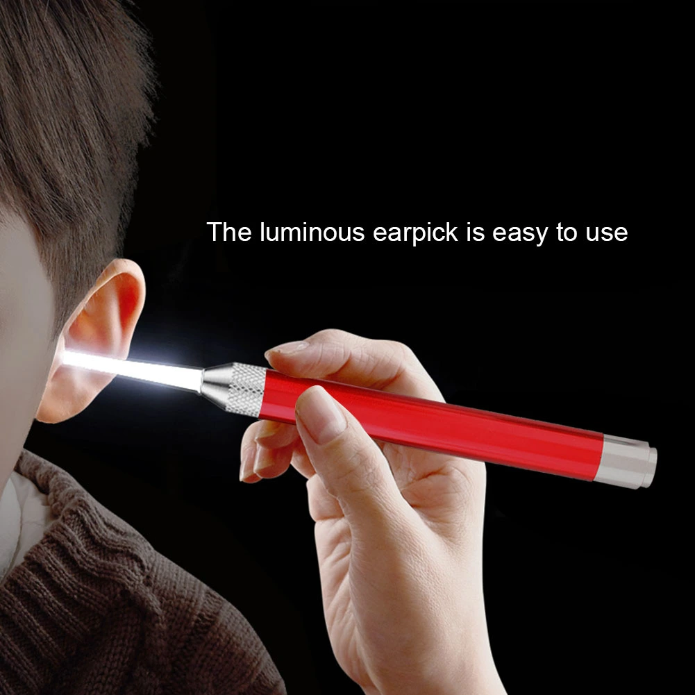 Stainless Steel Durable Luminous Tweezer Earpick for Baby Kid Child Ear Cleaning Set(Red)