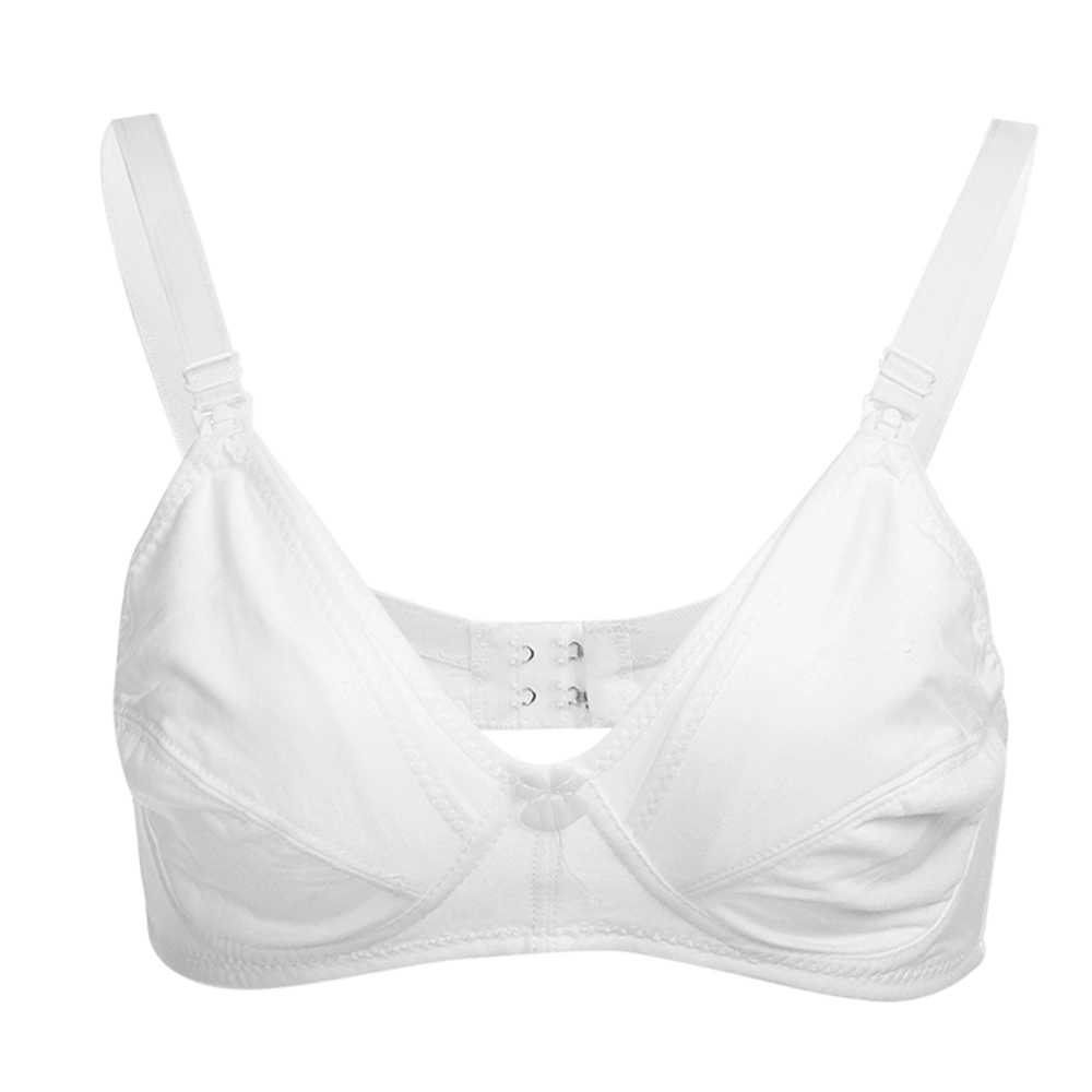 Cotton Front Open Maternity Breastfeeding Bra Pregnant Women Nursing Bras(White34/75)