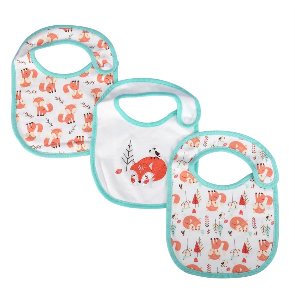 3Pcs/set Knitted Cotton Baby Bibs Feeding Bib Soft Scarf for Newborn Kids Fox