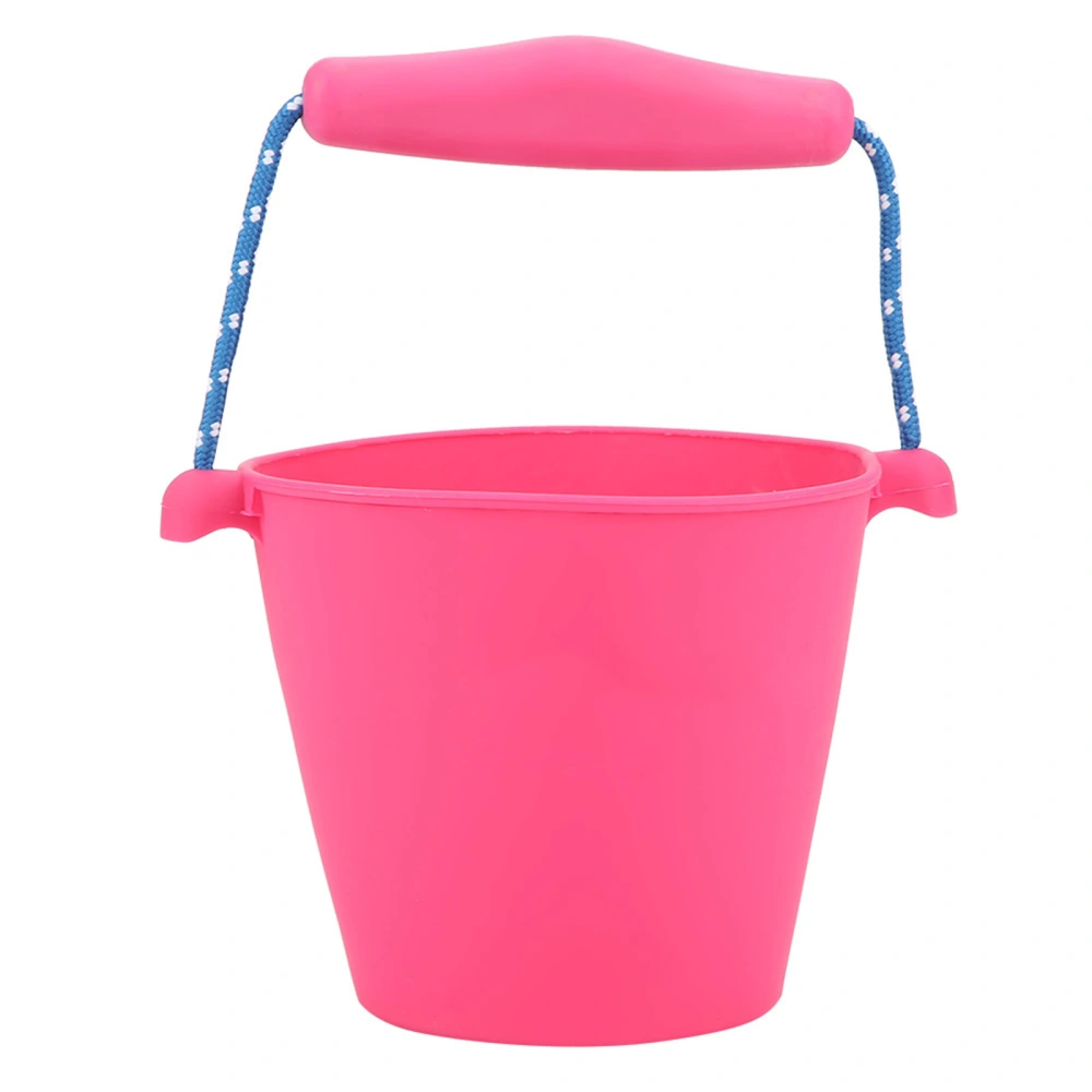 Baby Shower Bath Bucket Silicone Fordable Folding Hand held Barrel Toy (Rose Red)