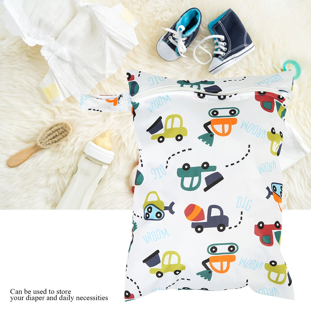 Waterproof Portable Durable Baby Diaper Nappy Storage Bag with Zipper(Car)