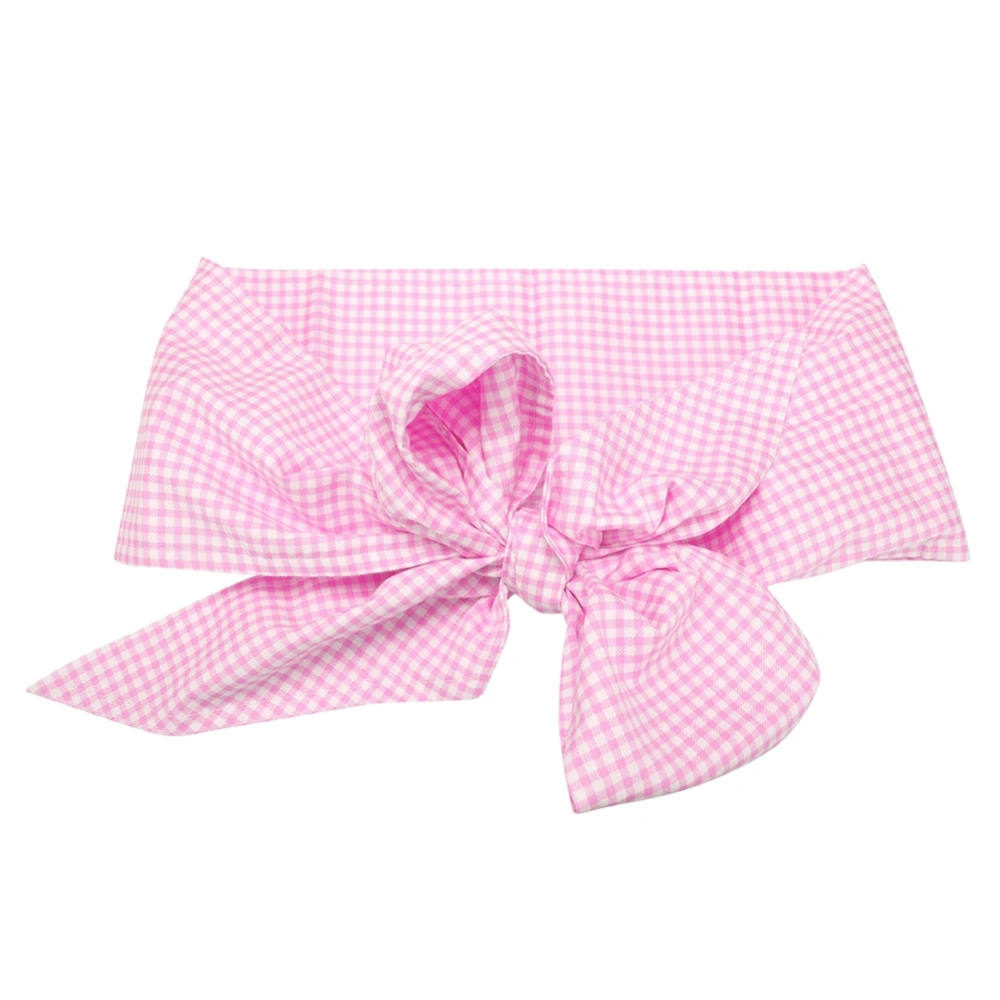 Newborn Swaddle Wrap Infant Cotton Bowknot Sash Blanket for Baby Photo Shot(Light Pink Plaid)