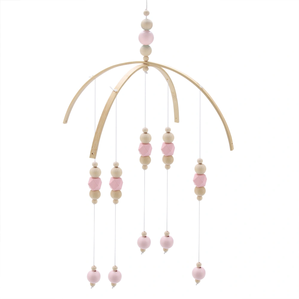 Nordic Style Wooden Beads Wind Chimes​ for Kids Bed Hanging Decor Photography Props (Pink)