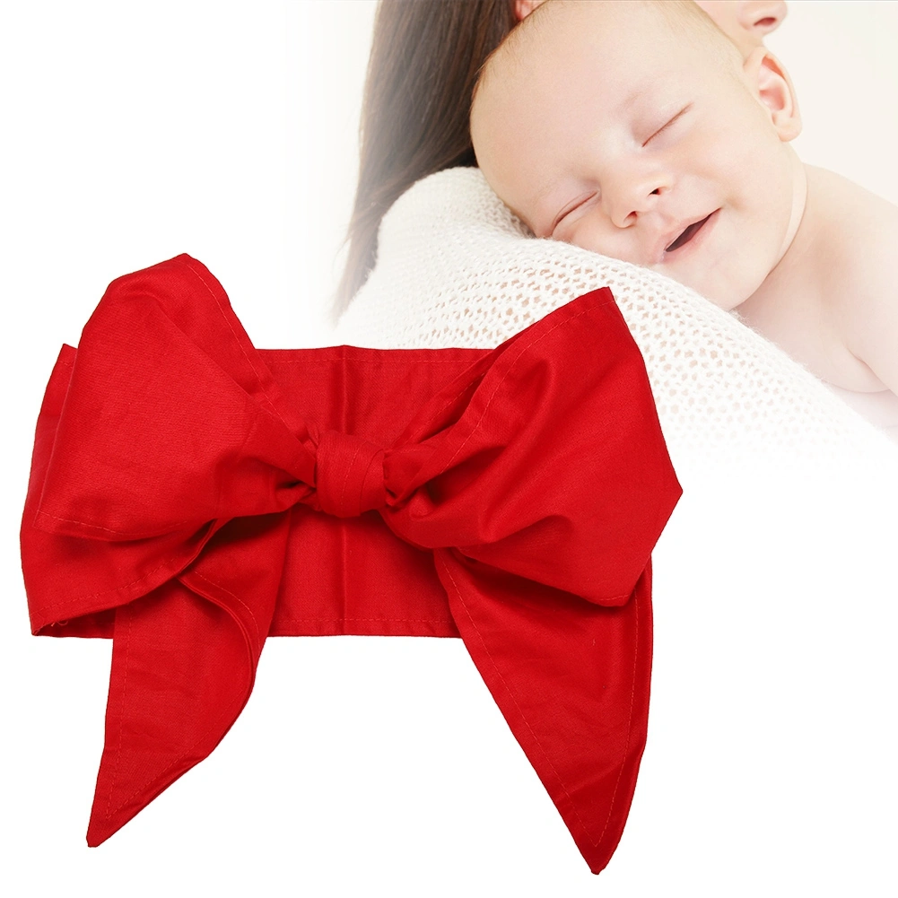 Newborn Swaddle Wrap Infant Cotton Bowknot Sash Blanket for Baby Photo Shot(Red)
