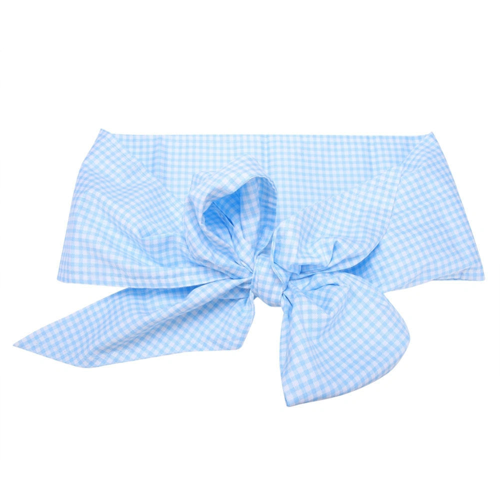 Newborn Swaddle Wrap Infant Cotton Bowknot Sash Blanket for Baby Photo Shot(Light Blue Plaid)