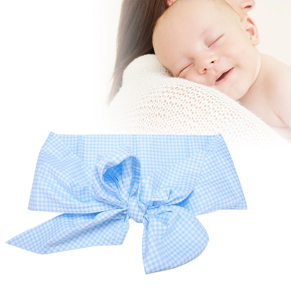 Newborn Swaddle Wrap Infant Cotton Bowknot Sash Blanket for Baby Photo Shot(Light Blue Plaid)
