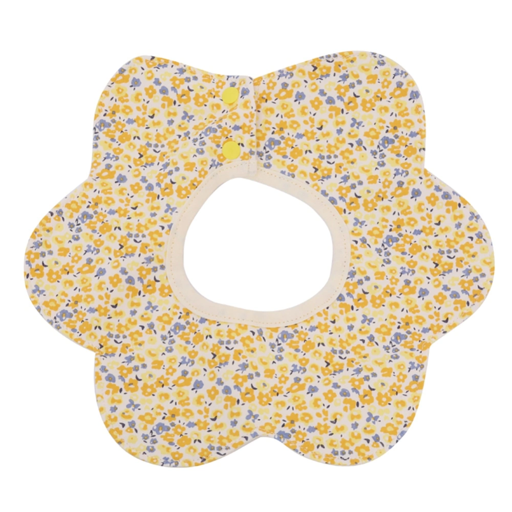 Safe Breathable Rotated Waterproof Cotton Baby Kid Infant Bib Household(Yellow+ Floral)