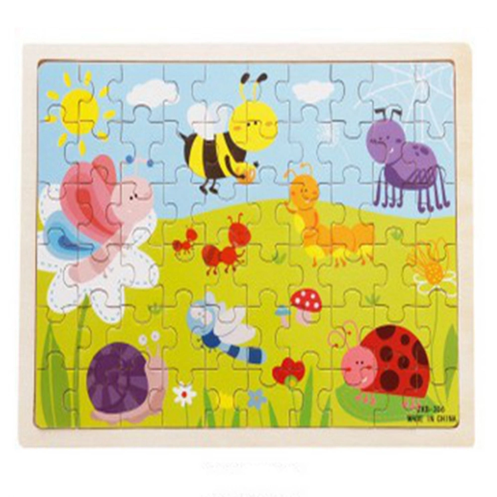 60pcs/ Set Wooden Cartoon Jigsaw Toy Early Educational Toys for Kid Baby Child(Insects)