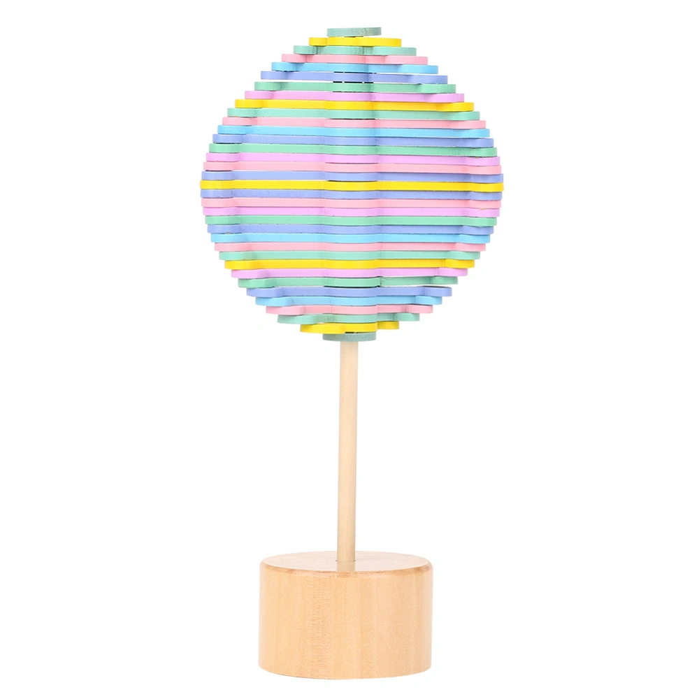 Funny Stress Relief Toy Wooden Spin for Children Adults Home Decor (Macaron)