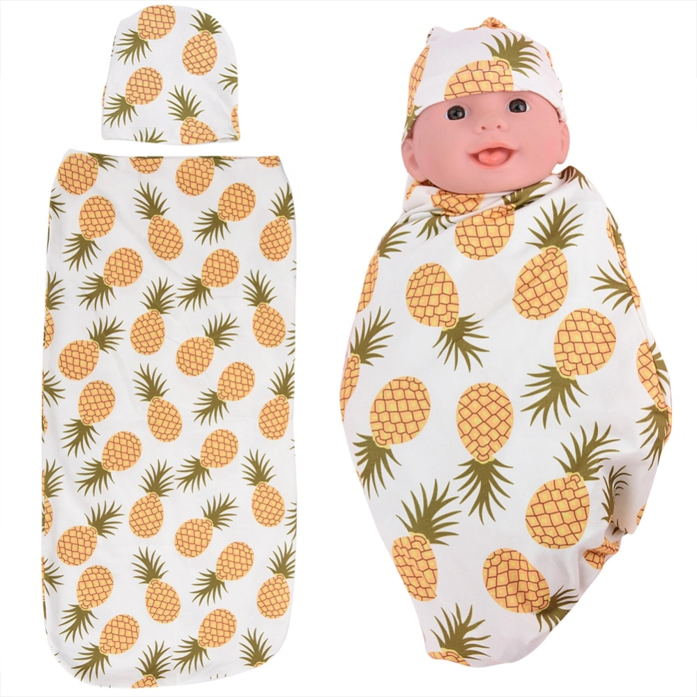 Baby Wrap Sleeping Bag with Hat Anti shock Soft Skin friendly Clothes for Newborns Pineapple