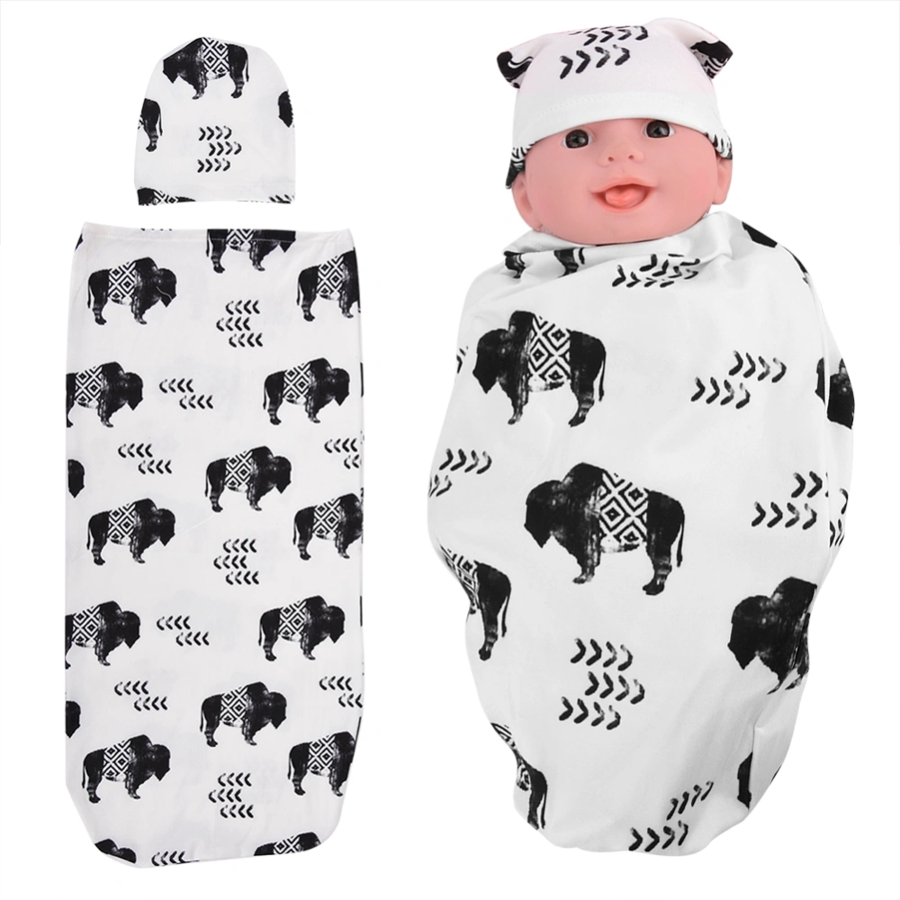 Baby Wrap Sleeping Bag with Hat Anti shock Soft Skin friendly Clothes for Infants Newborns Cow