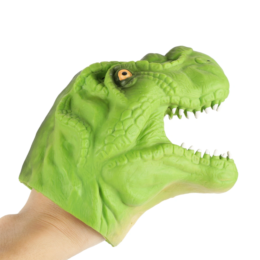 Dinosaur Head Hand Puppet Kids Parents Interactive Stories Role Play Interesting Toy(Green)