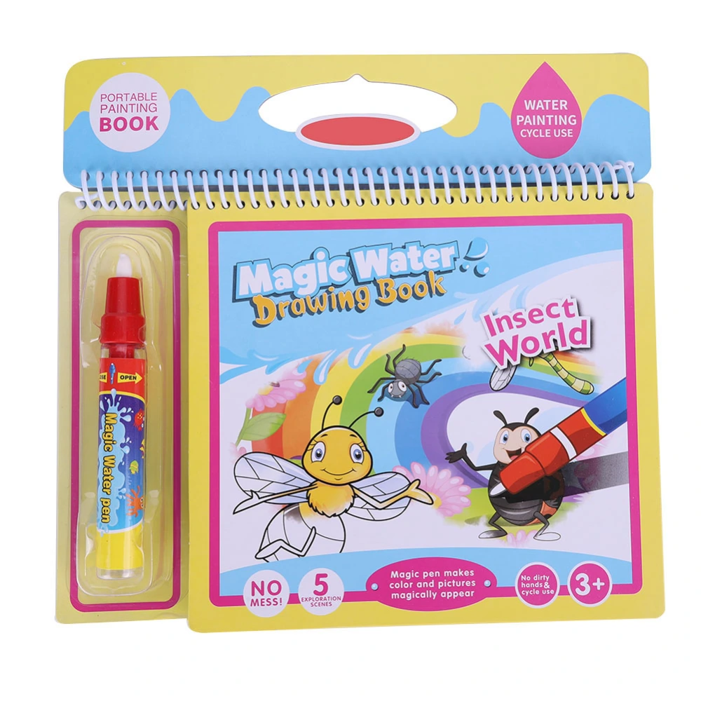 Magic Coloring Book with Water Drawing Pen Kids Children Painting Early Learning Toy (Insect)