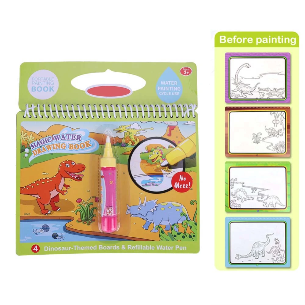 Water Coloring Drawing Book with Pen Kids Painting Educational Toy Gift(Dinosaur)