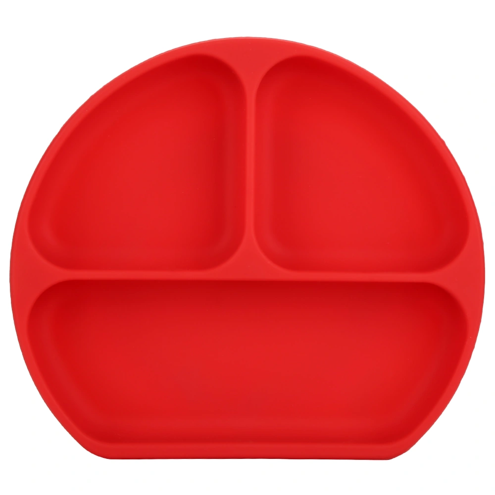 Silicone Divided Toddler Plates DIY Complementary Food Placemat Suction Cup for Children (Red)