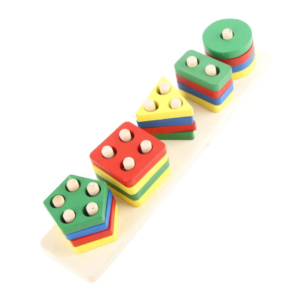 Wooden Geometry Shape Blocks Matching Baby Kids Intelligence Development Educational Toy(#1)