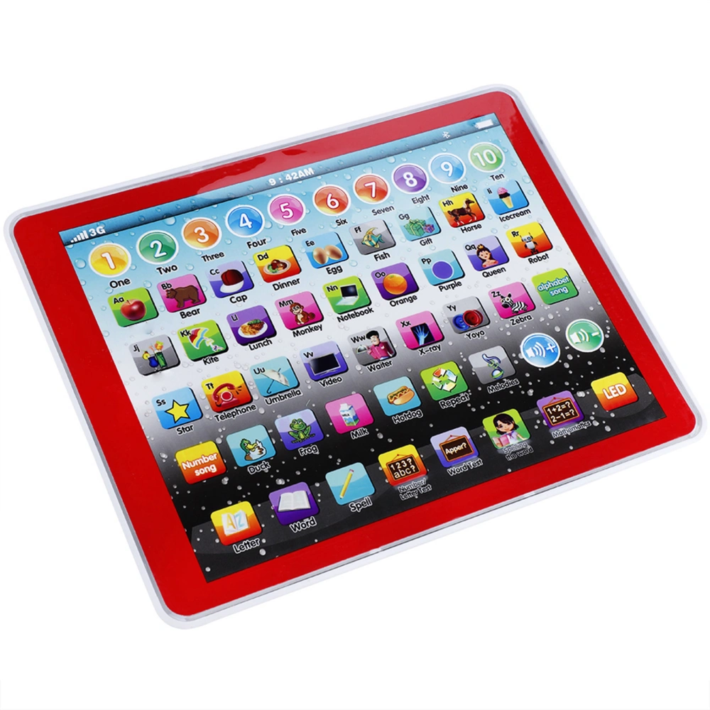 Kids Children Tablet Pad Electronic Preschool English Learning Numbers Letters Teach Toy(Red)