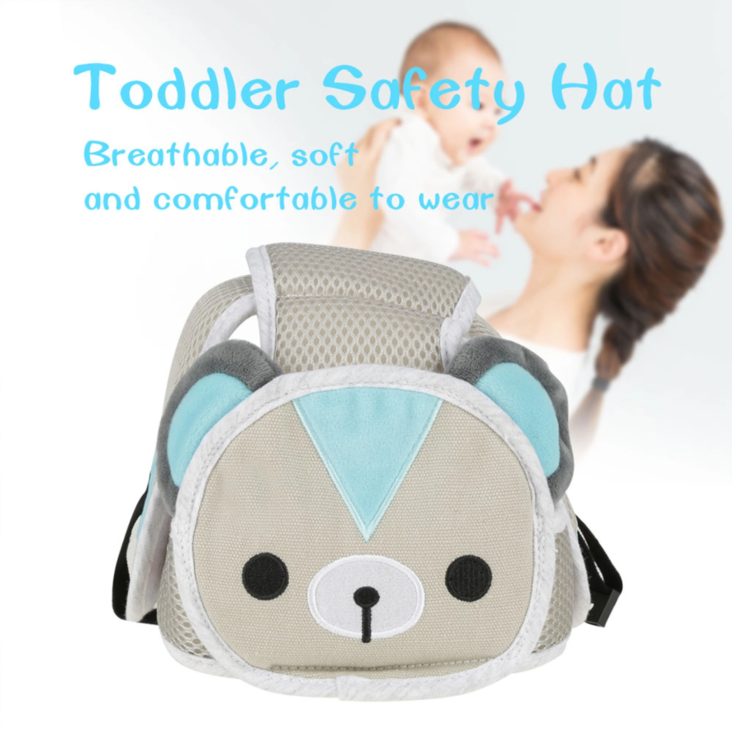 Cartoon Animal Baby Safety Hat Toddler Infant Walking Crawling Head Protection Hat(Bear)