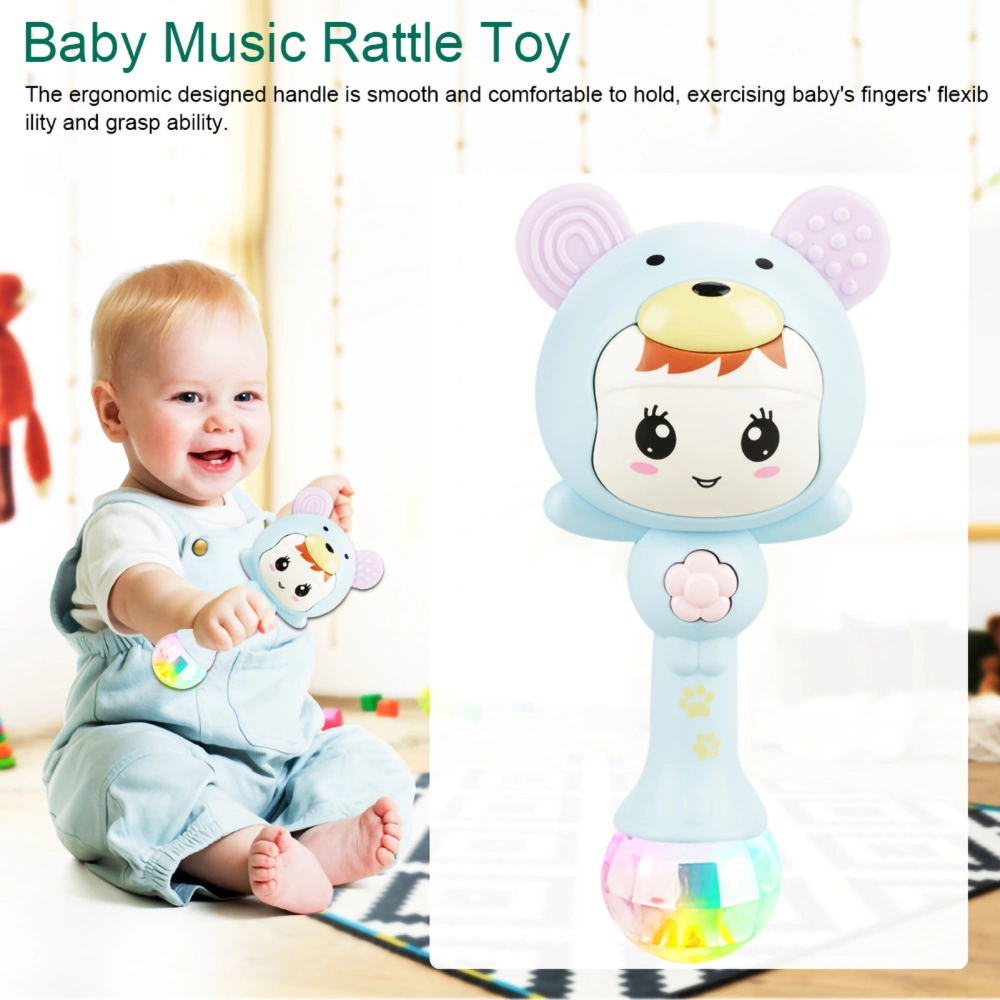 Educational Baby Electronic Music Rattle Cute Cartoon Infant Shaking Hand Bells(Blue)