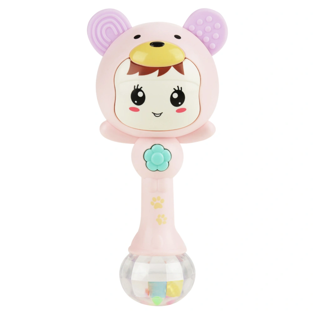 Educational Baby Electronic Music Rattle Cute Cartoon Infant Shaking Hand Bells(Pink)