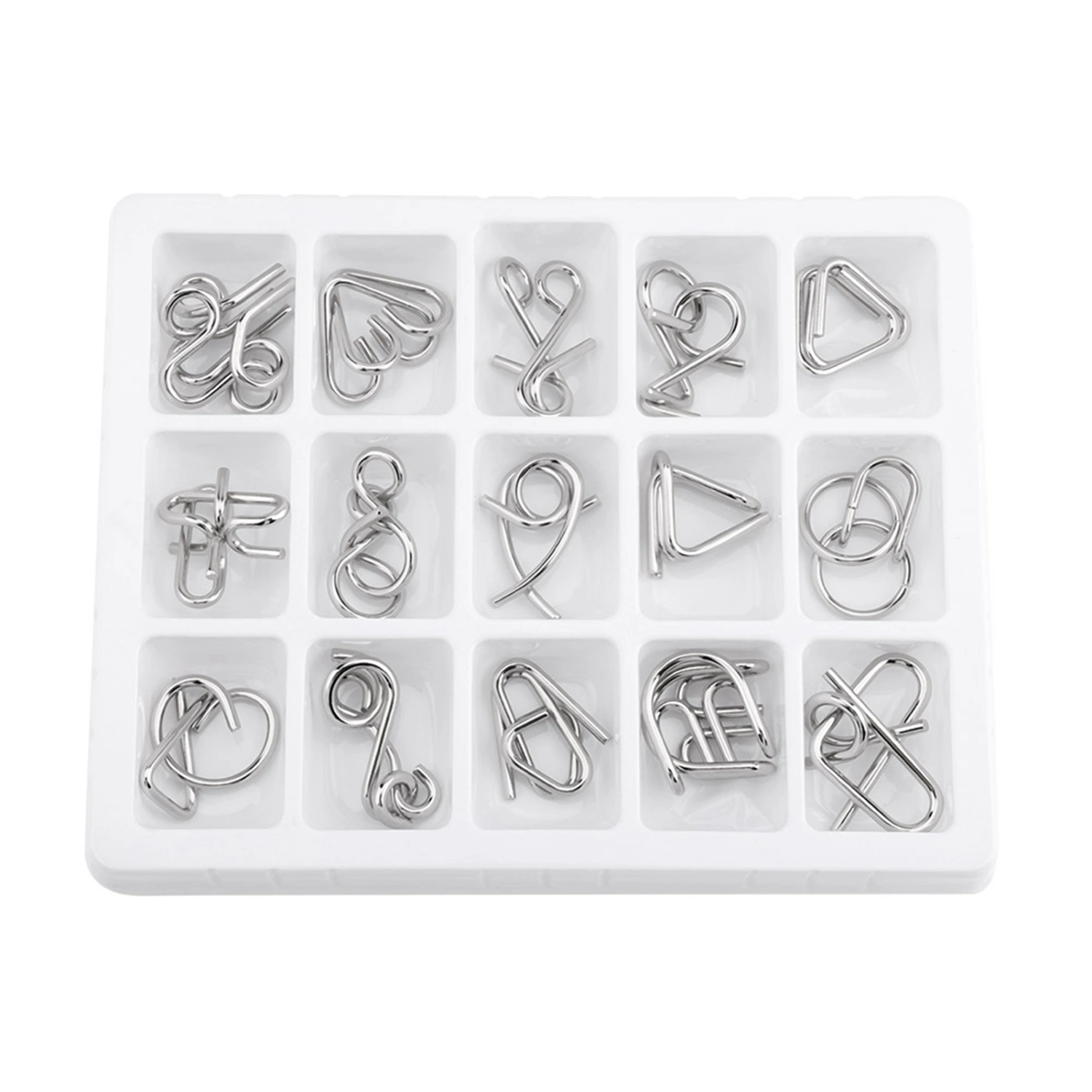 15Pcs in 1 Set Kids Children Metal Wire Puzzle IQ Mind Brain Teaser Puzzles Educational Toys