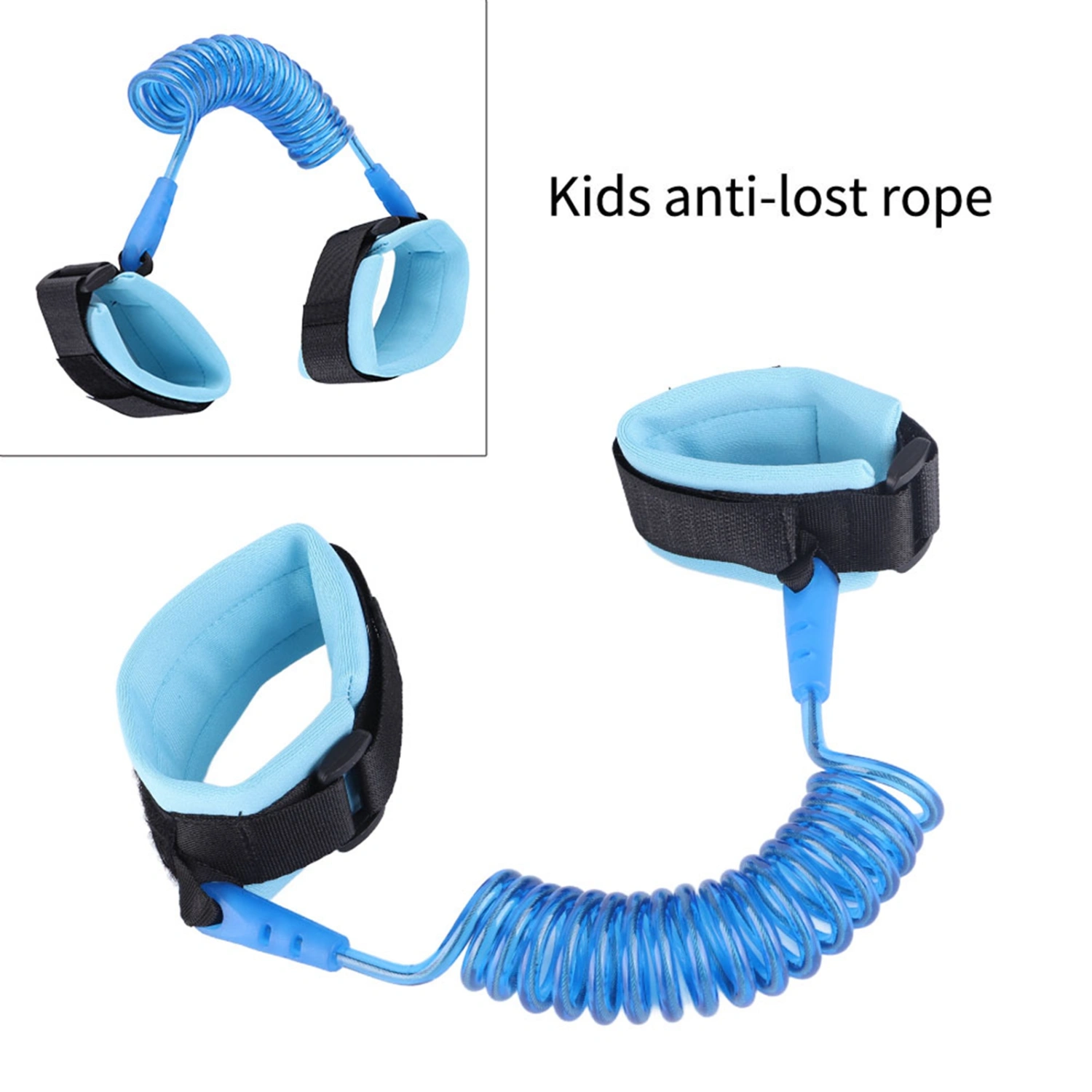 Kids Anti Lost Rope Durable Elastic Adult Children Wristband Link Safety Assurance(Blue)