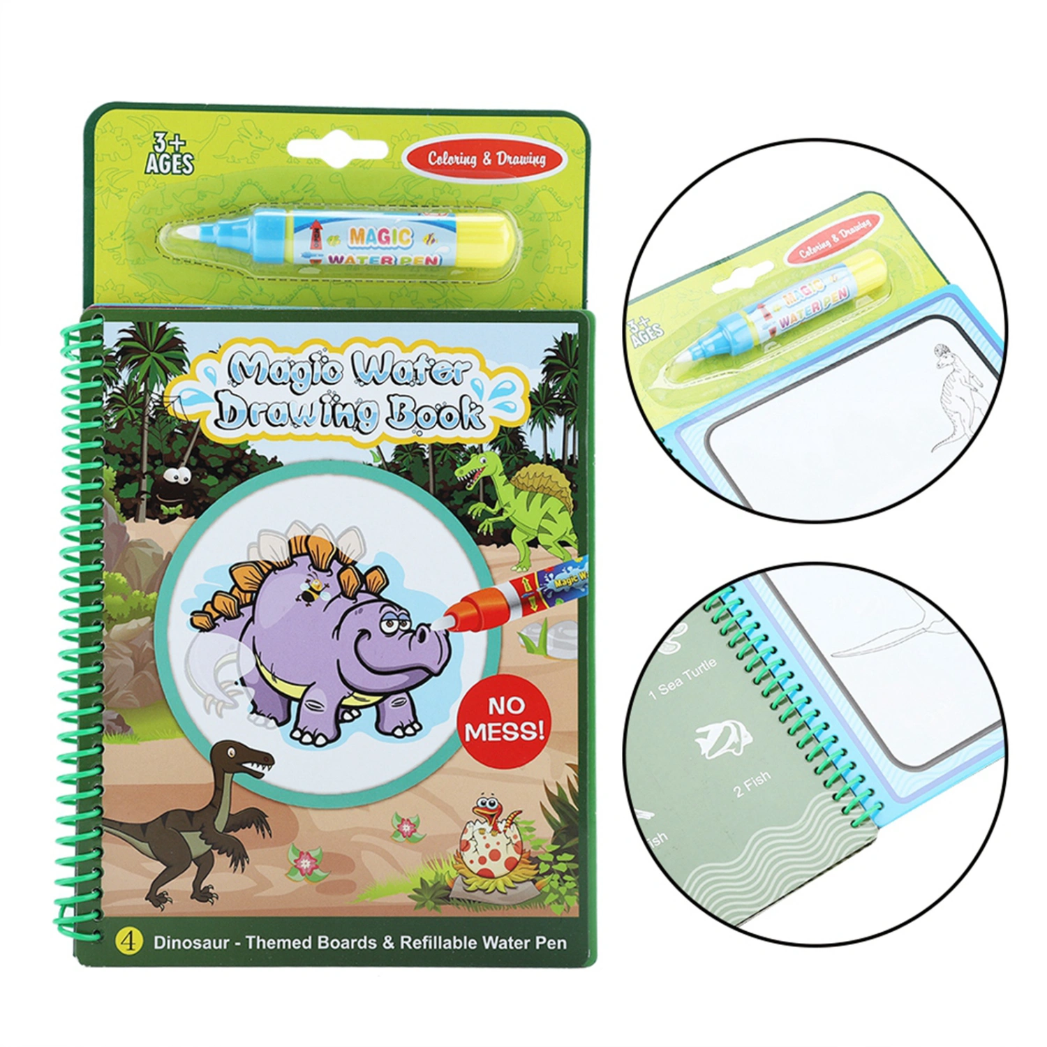 Portable Water Coloring Drawing Book Kids Children Painting Educational Toy (Dinosaur)