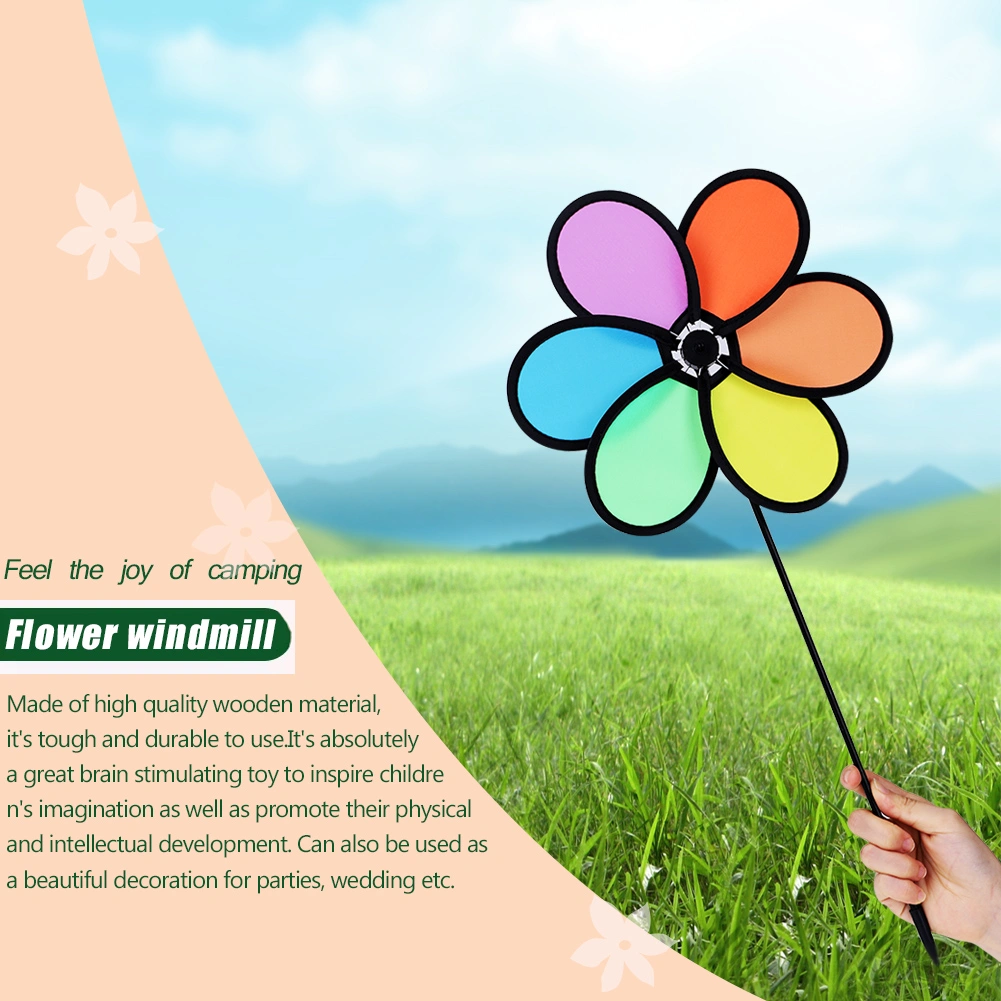 DIY Multicolor Flower Windmill Pinwheel Whirligig Garden Windmill Plastic Toy Classic Children