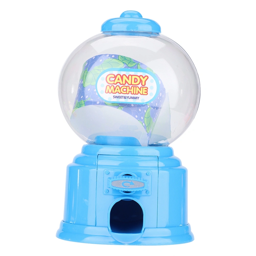 Portable Children Candy Machine Plastic Mini Gumballs Dispenser Kids Kindergarten Gift(Blue)