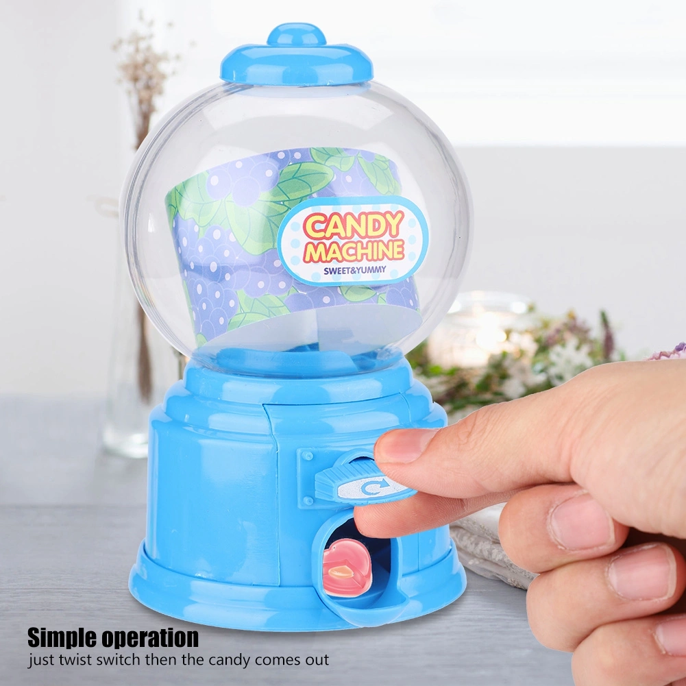 Portable Children Candy Machine Plastic Mini Gumballs Dispenser Kids Kindergarten Gift(Blue)