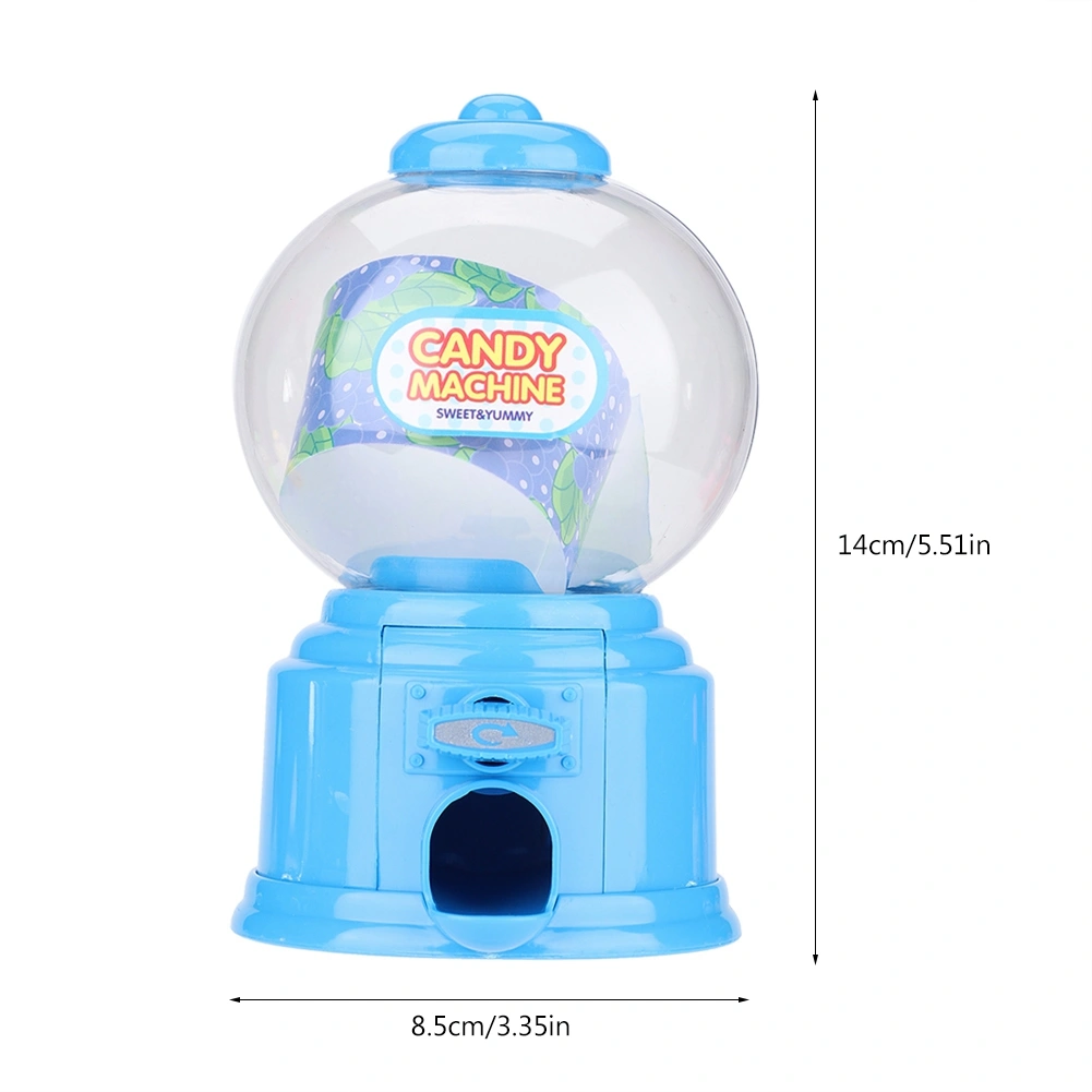 Portable Children Candy Machine Plastic Mini Gumballs Dispenser Kids Kindergarten Gift(Blue)