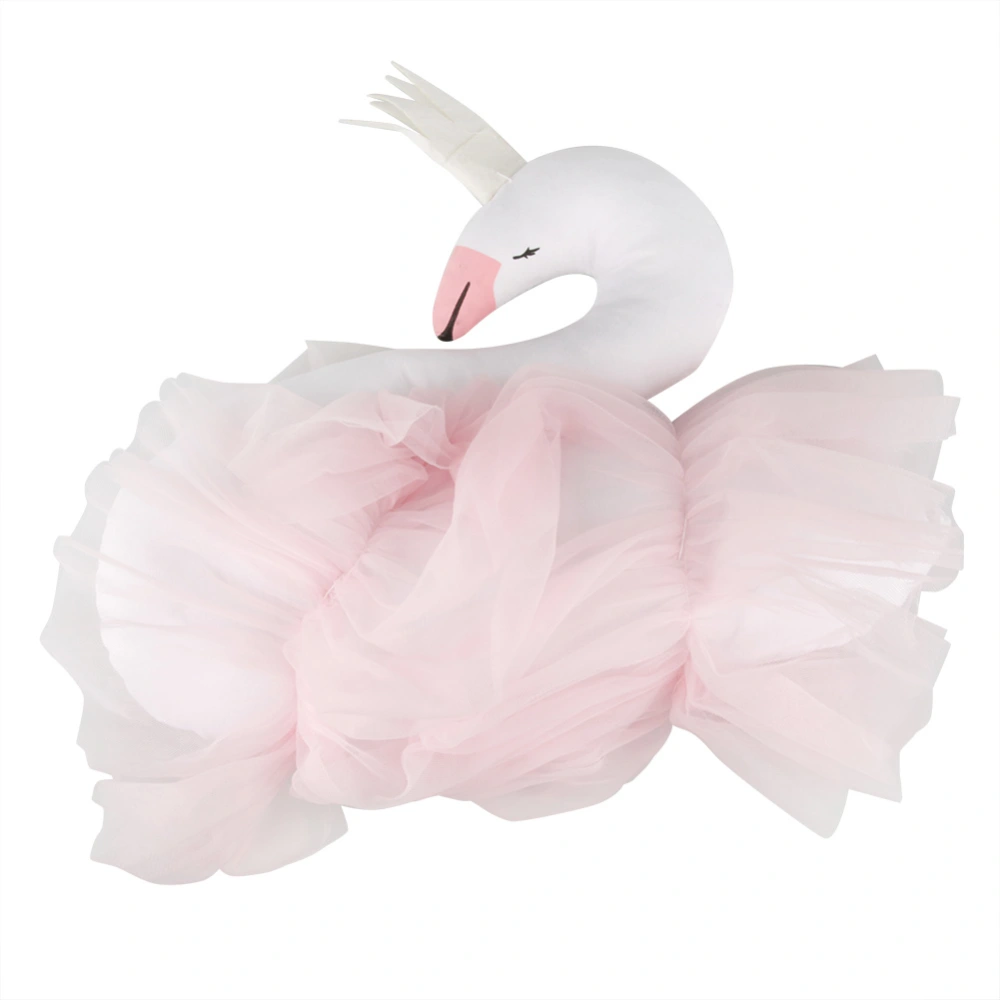 Pretty Swan Shape Plush Toy Children Sleeping Accompany Dolls Room Bed Decoration(Pink)