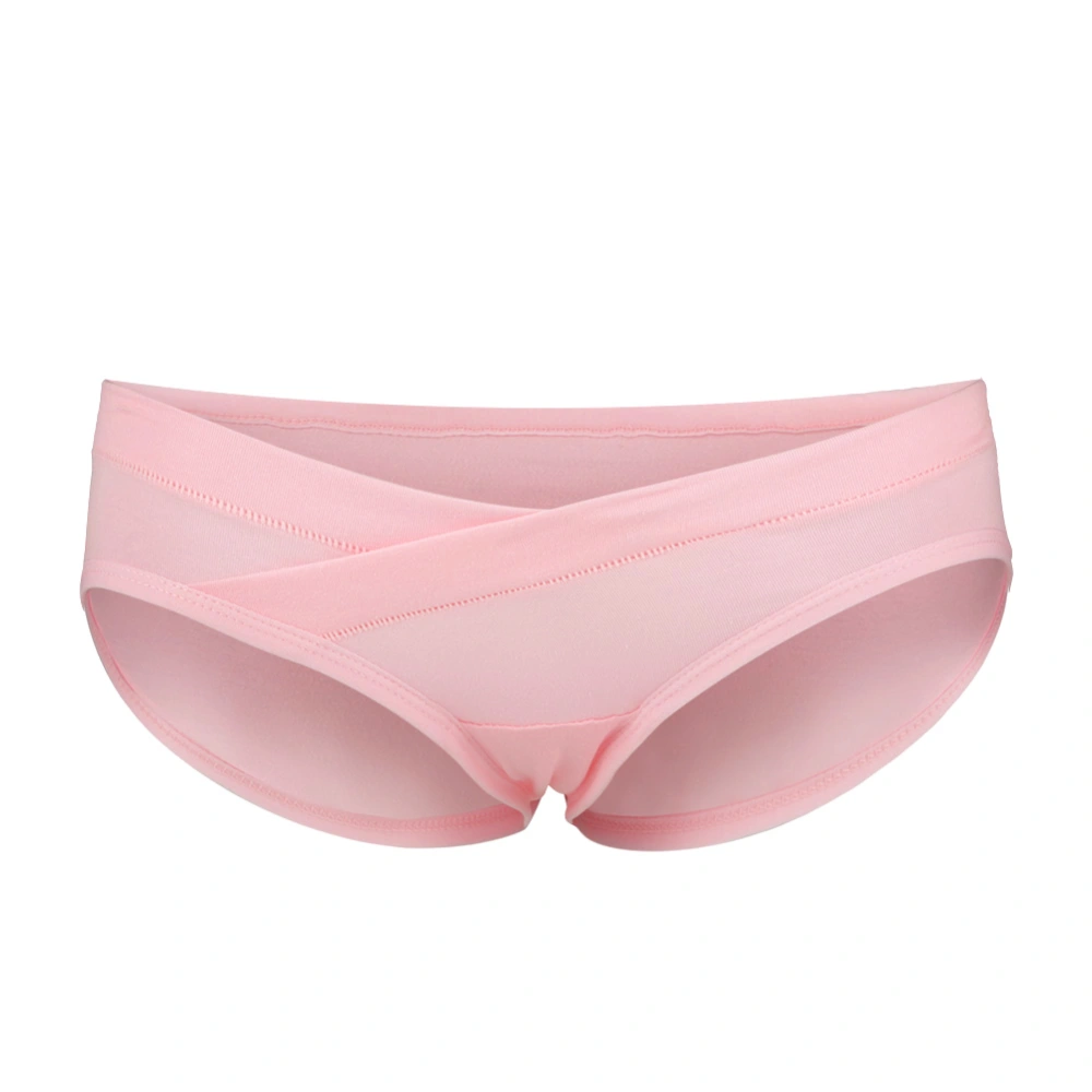 Breathable Cotton Pregnancy Underwear Low Waist U shaped Women Elastic Panties(Pink L)