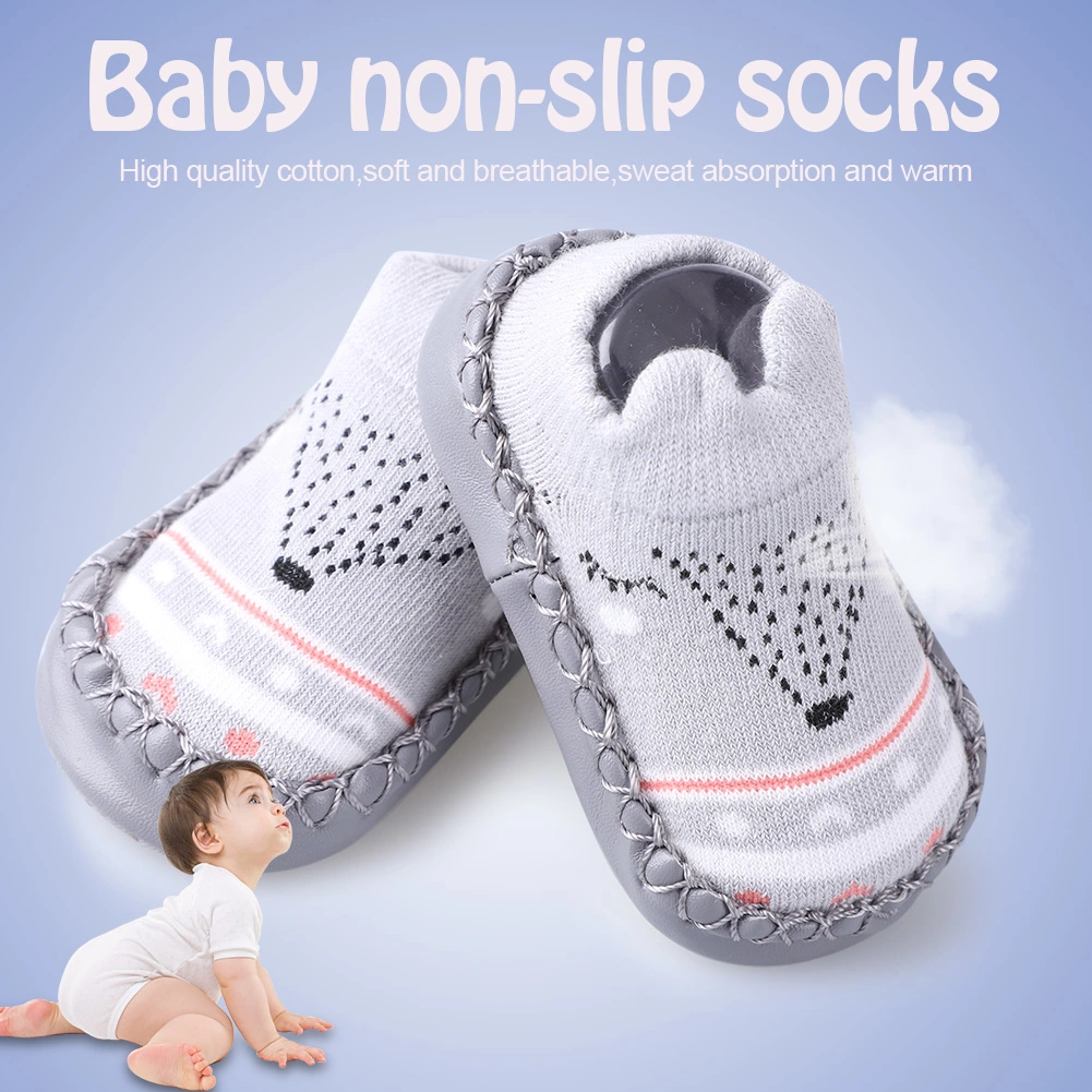 Soft Cotton Newborn NOn slip Socks Baby Floor Walking Standing Cute Ankle Sock(11cm Gray)