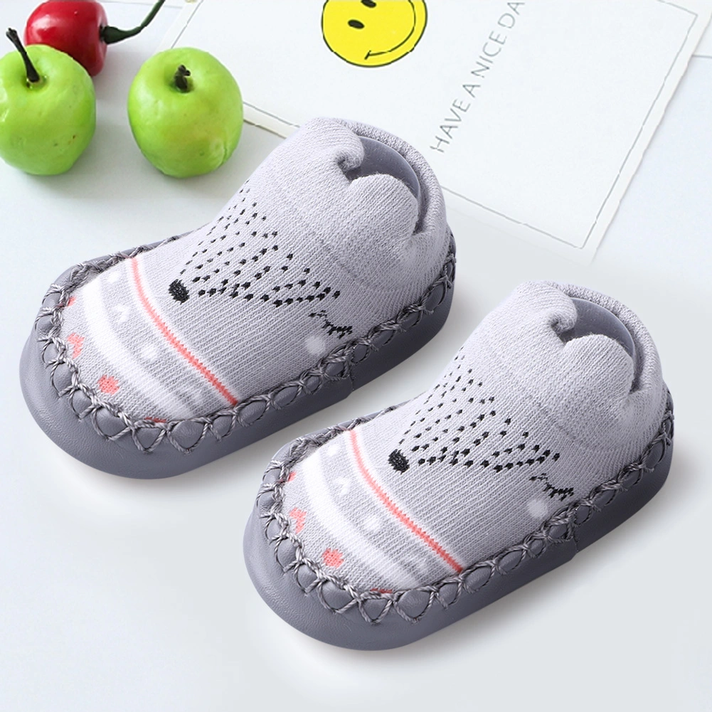 Soft Cotton Newborn NOn slip Socks Baby Floor Walking Standing Cute Ankle Sock(11cm Gray)