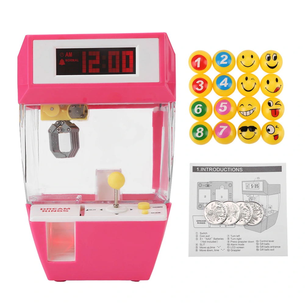 Mini 2 in 1 Electronic Crane Machine Toy LCD Display Alarm Clock Kids Children Gifts