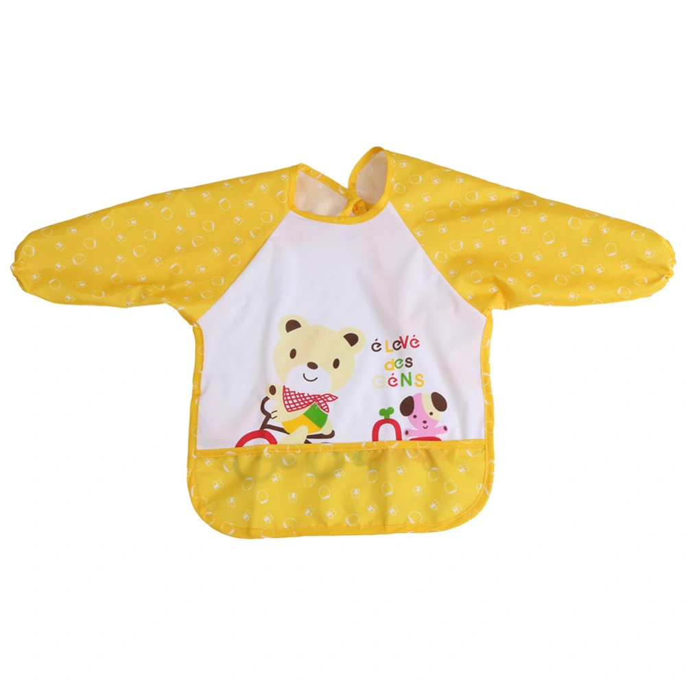 Oversized Infant Toddler Baby Waterproof Long Sleeved Bib for 1-3 Years Old Yellow