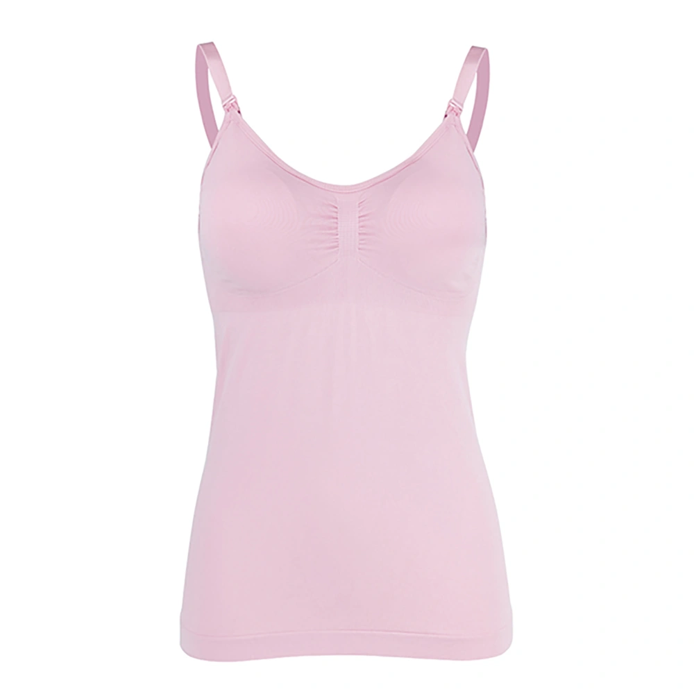 Slim Breastfeeding Tank Top with Built in Nursing Bra Maternity Vest Undershirt (Pink L)