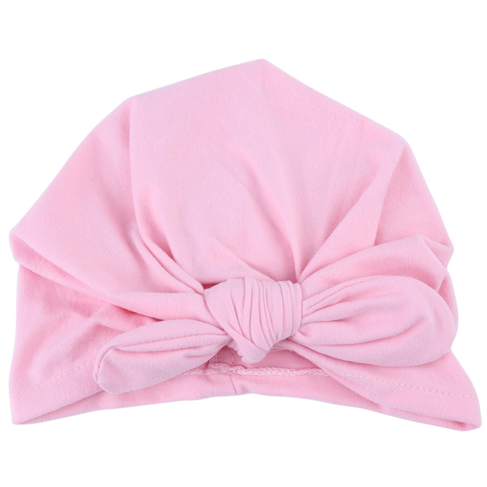 Newborn Baby Soft Turban Hat Warm Bonnet Hospital Cap with Bowknot Cute Infant Headwear(Pink)