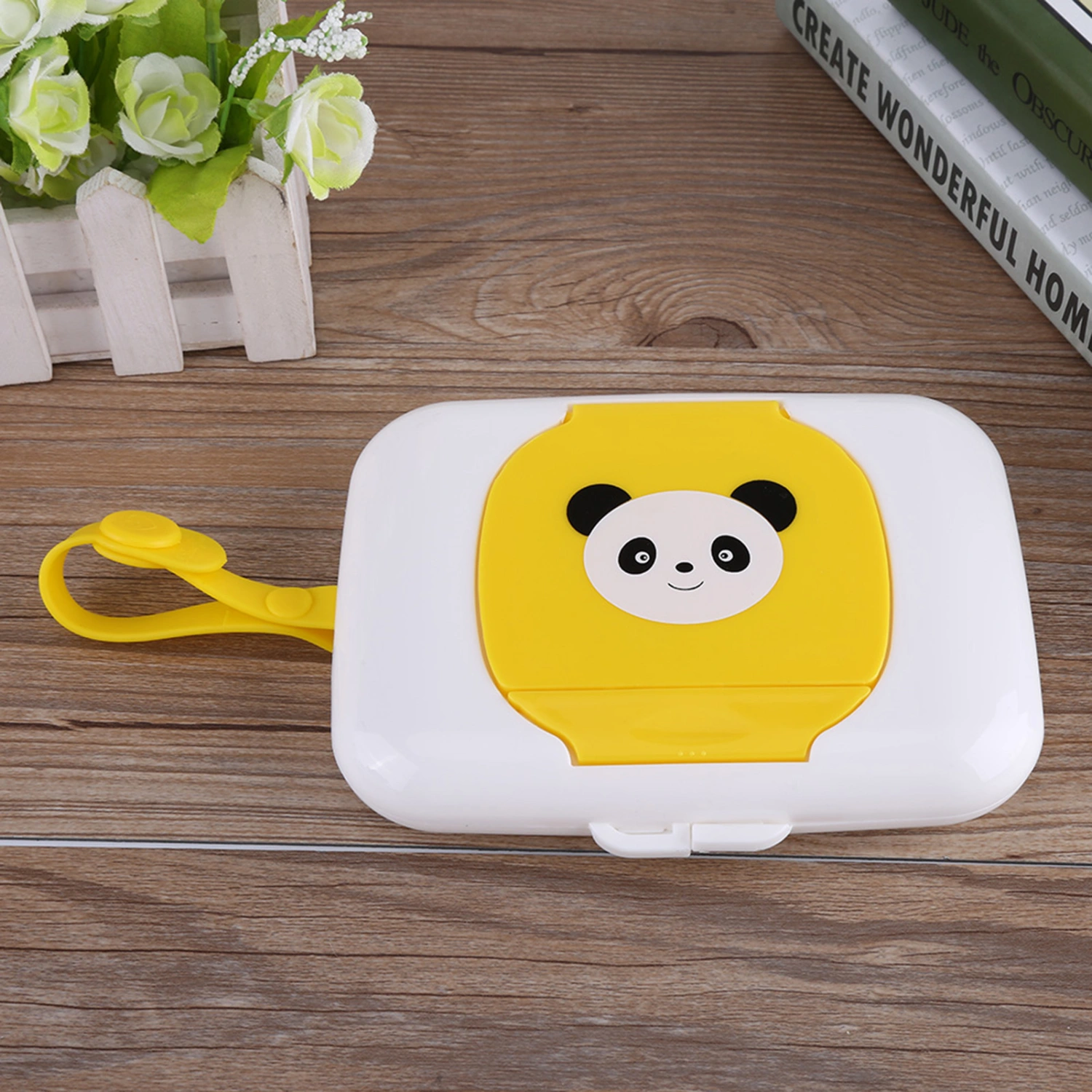 Baby Infant Outdoor Travel Stroller Wet Wipes Box Tissue Case Dispenser White&Yellow