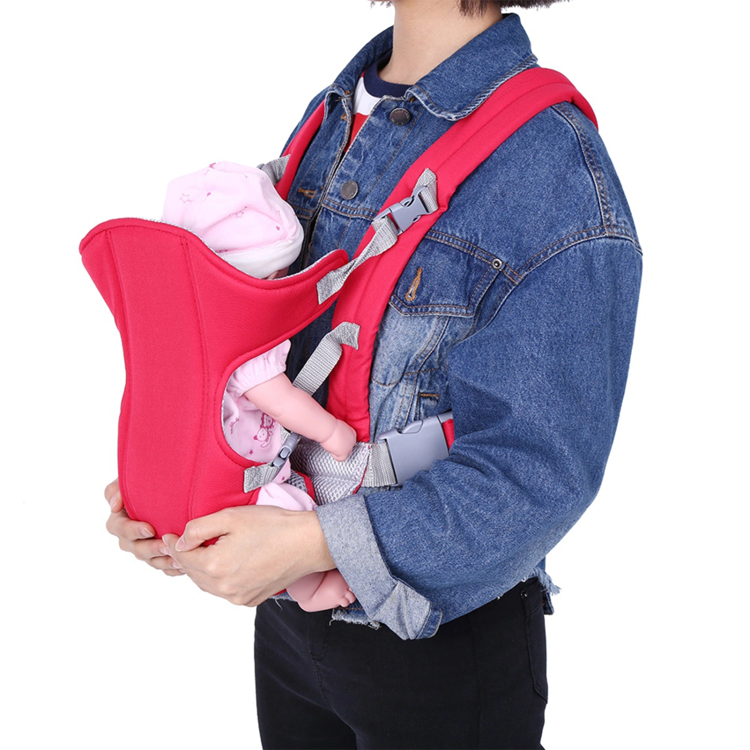 1Pc Newborn Infant Baby Carrier Backpack Breathable Front Back Carrying Wrap Sling Seat (Red)