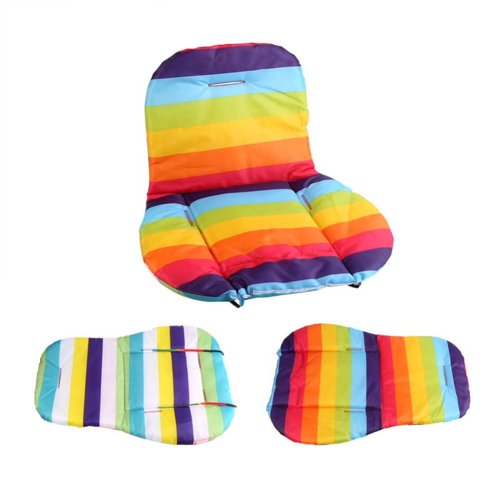 Universal Waterproof Soft Baby Stroller Cushion Rainbow Striped Liner Car Seat