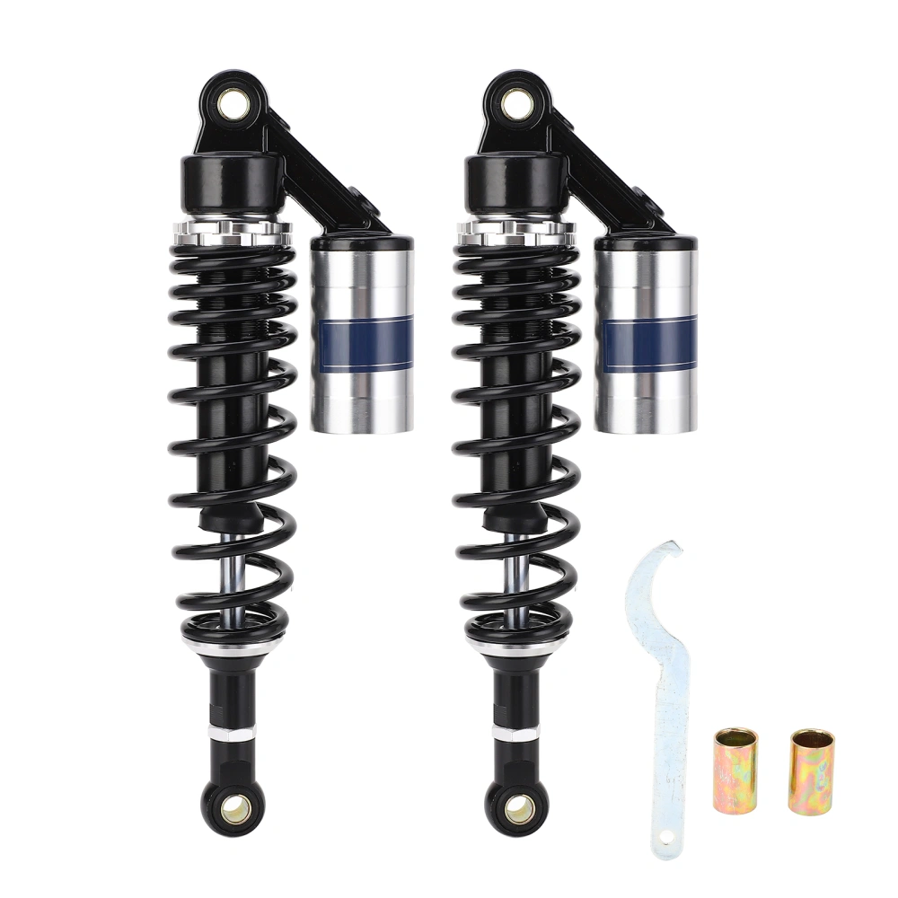 Pair 340mm Motorcycle Shock Absorber Rear Suspension Spring Universal for ATV SUVBlack Silver