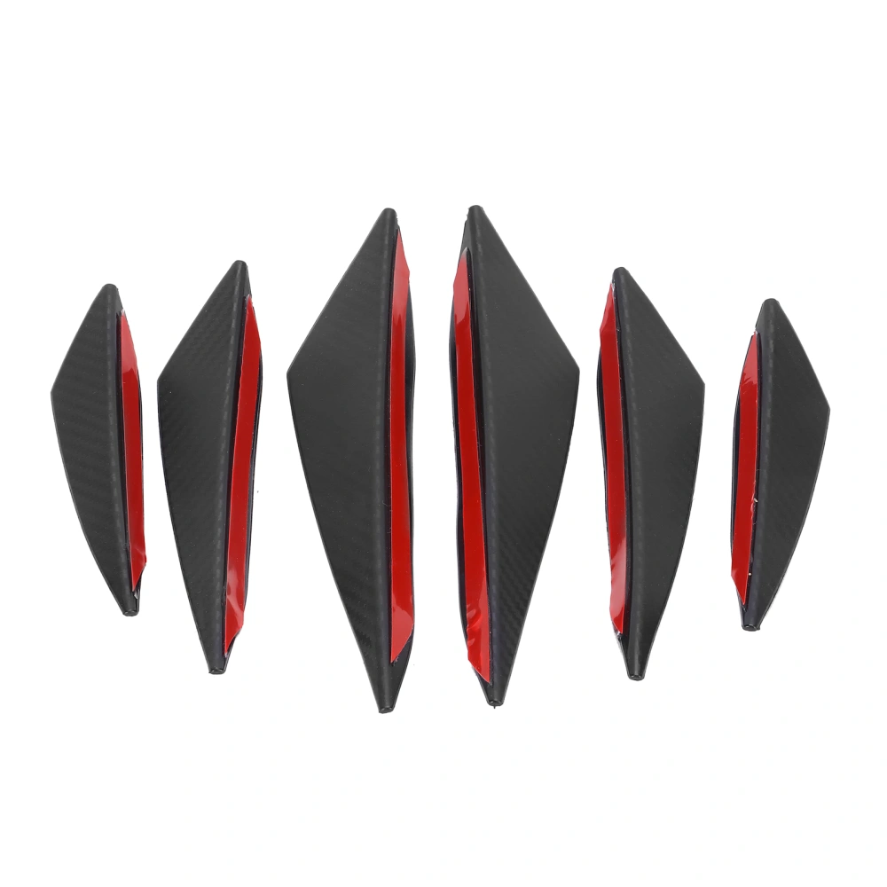 6pcs Front Bumper Lip Fin Splitter Canard Sticker Black Carbon Fiber Style Car Styling Universal