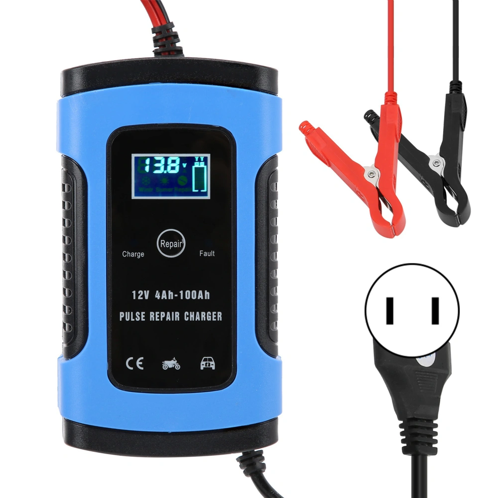 Motorcycle Battery Charger 12V/6A Digital Display Intelligent Repair Tool 100‑240VUS Plug