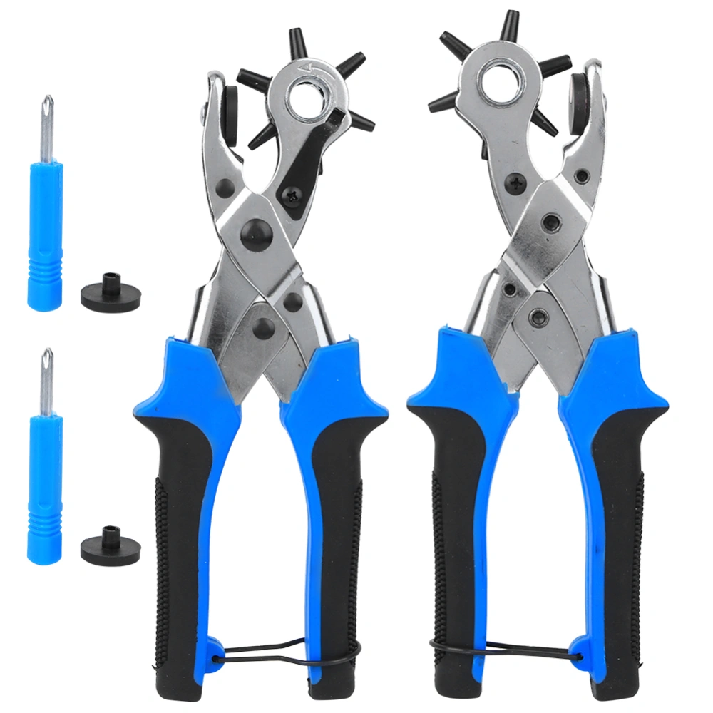 2pcs 6 Holes Belt Hole Puncher Pliers Manual Multi-Functional Punching Tool