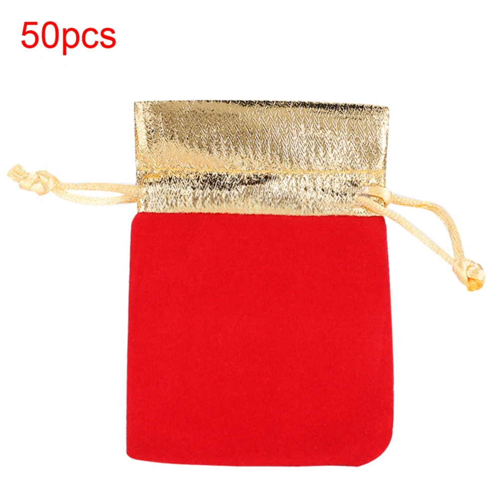 50pcs 7 x 9cm Velvet Bag Soft Drawstring Pouch Jewelry Wedding Gift Storage BagRed